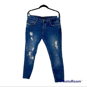 Mens distressed denim blue jeans ZARA